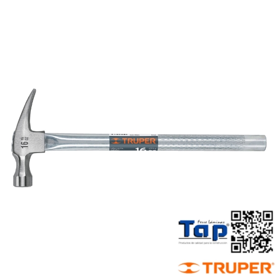 Imagen de MARTILLO TUBULAR PULIDO 16 OZ UÑA RECTA TRUPER