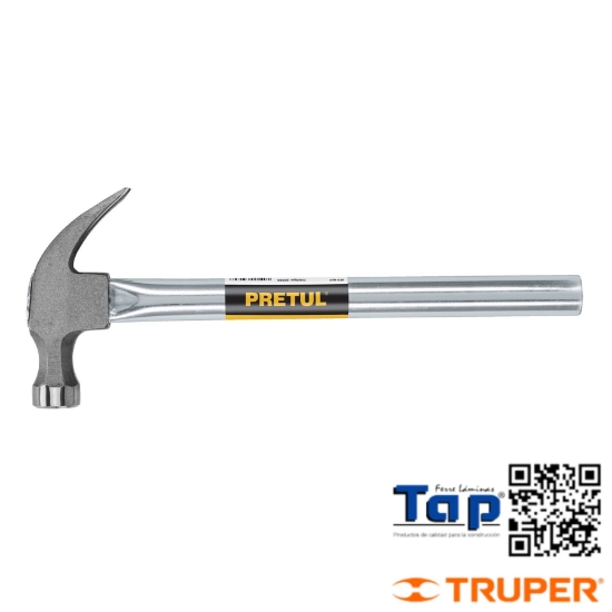 Imagen de MARTILLO UÑA CURVA 16 OZ MANGO TUBULAR PRETUL