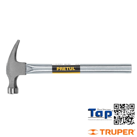 Imagen de MARTILLO UÑA RECTA 16 OZ MANGO TUBULAR PRETUL