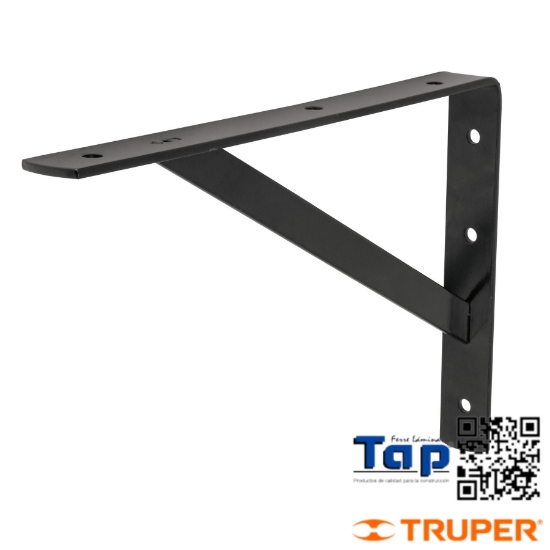 Imagen de MENSULA ACERO REFORZADA NEGRA  8X300 12" FIERO