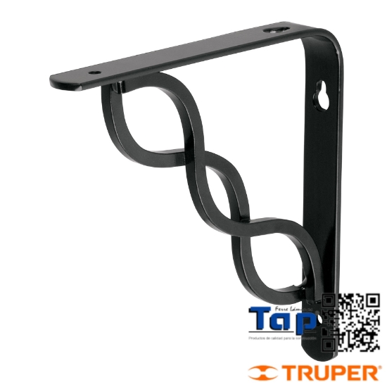 Imagen de MENSULA REFORZADA NEGRA  6X150 6" DISEÑO TRENZA FIERO