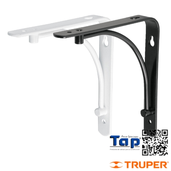 Imagen de MENSULA REFORZADA NEGRA  8X200 8" DISEÑO ALAMBRON FIERO