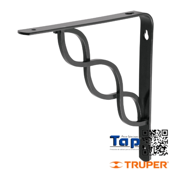 Imagen de MENSULA REFORZADA NEGRA  8X200 8" DISEÑO TRENZA FIERO