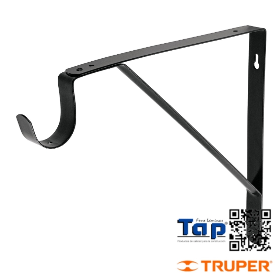 Imagen de MENSULA REFORZADA NEGRA 11X300 12" C GANCHO FIERO