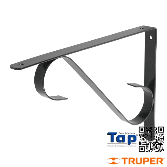 Imagen de MENSULA REFORZADA NEGRA DISEÑO COLONIAL 11X200 8" FIERO