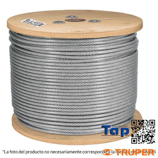 Imagen de CABLE FLEX 003 1/8" ACERO 7X19 RECUBIERTO PVC 300 M X METRO