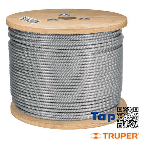Imagen de CABLE FLEX 004 3/16" ACERO 7X19 RECUBIERTO PVC 300 M X METRO