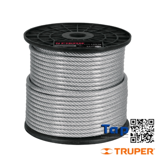 Imagen de CABLE FLEX 006 1/4" ACERO 7X19 RECUBIERTO PVC  75 M X METRO