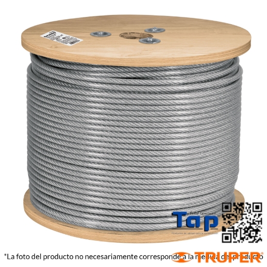 Imagen de CABLE RIGIDO 004 3/16" ACERO 7X7 RECUBIERTO PVC 300 M X METR