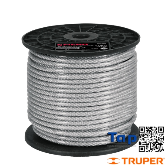 Imagen de CABLE RIGIDO 006 1/4" ACERO 7X7 RECUBIERTO PVC  75 M X METRO