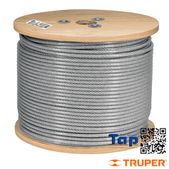 Imagen de CABLE RIGIDO 006 1/4" ACERO 7X7 RECUBIERTO PVC 300 M X METRO