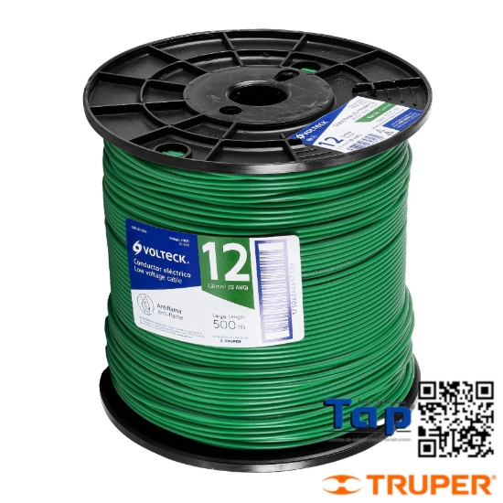 Imagen de CABLE THHW-LS 12 AWG VERDE EN CARRETE 500 M X METRO