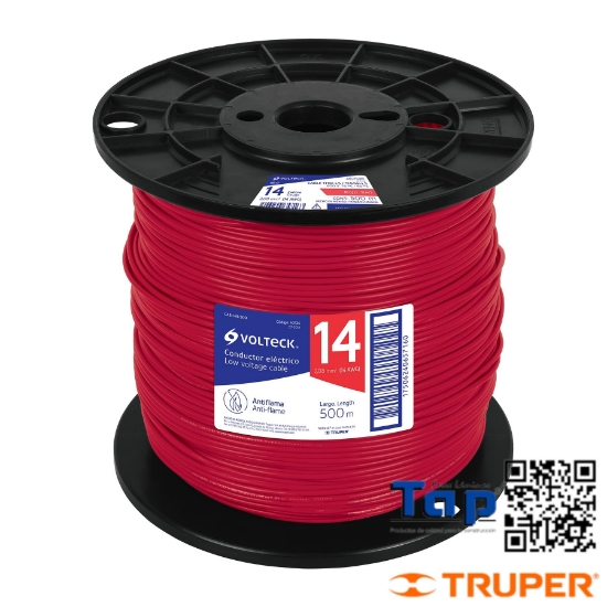 Imagen de CABLE THHW-LS 14 AWG ROJO EN CARRETE 500 M X METRO