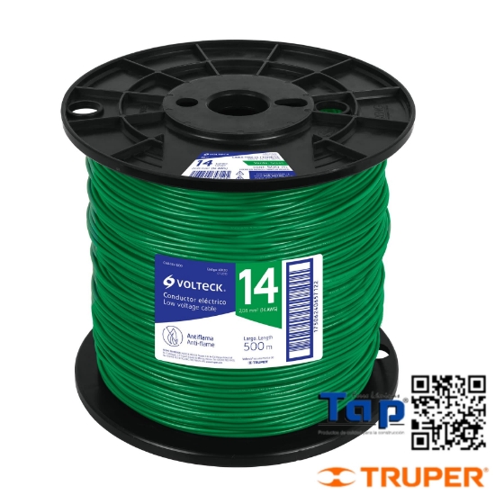 Imagen de CABLE THHW-LS 14 AWG VERDE EN CARRETE 500 M X METRO