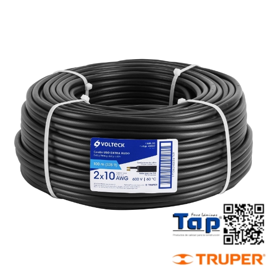 Imagen de CABLE USO EXTRA RUDO 2X10 AWG EN ROLLO 100 M X METRO