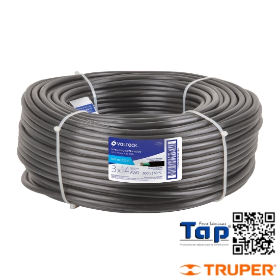 Imagen de CABLE USO EXTRA RUDO 3X14 AWG EN ROLLO 100 M X METRO