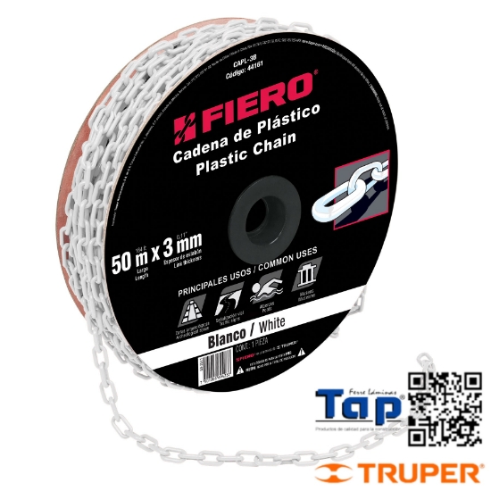 Imagen de CADENA 3 MM PCO BLANCA CARRETE 50 M X METRO