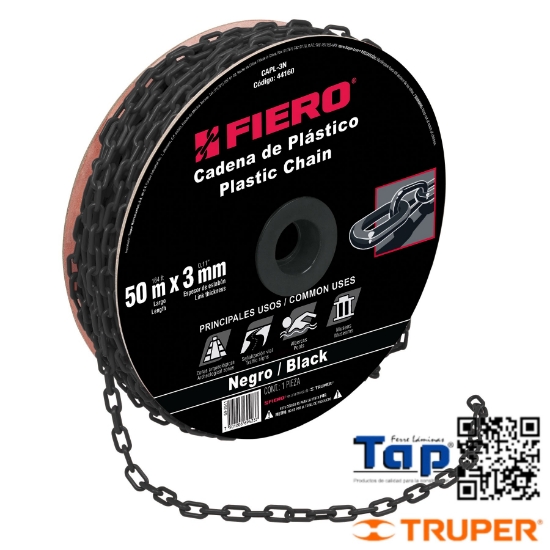 Imagen de CADENA 3 MM PCO NEGRA CARRETE 50 M X METRO