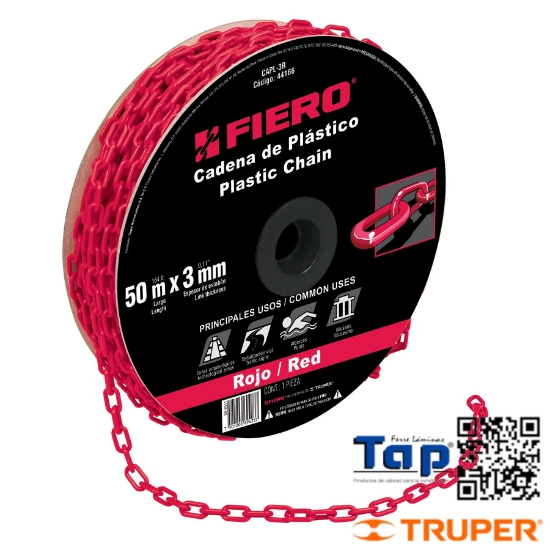 Imagen de CADENA 3 MM PCO ROJA CARRETE 50 M X METRO