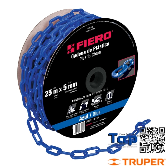 Imagen de CADENA 5 MM PCO AZUL CARRETE 25 M X METRO