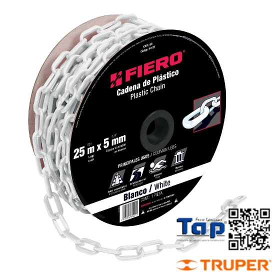 Imagen de CADENA 5 MM PCO BLANCA CARRETE 25 M X METRO