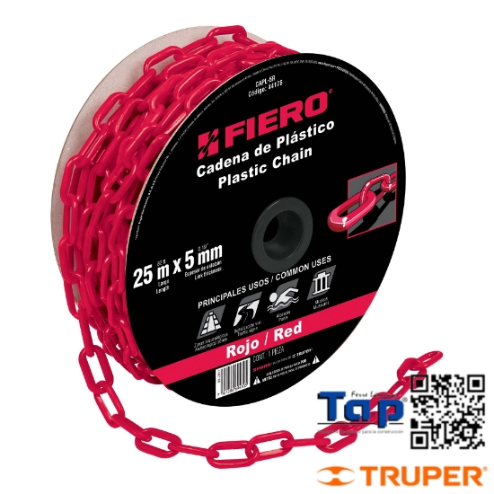 Imagen de CADENA 5 MM PCO ROJA CARRETE 25 M X METRO