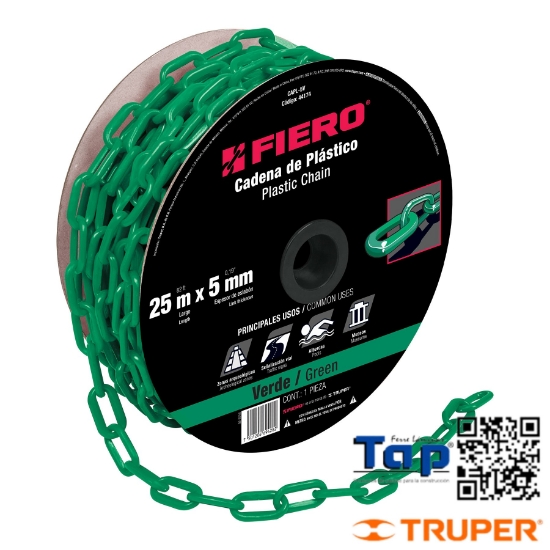 Imagen de CADENA 5 MM PCO VERDE CARRETE 25 M X METRO