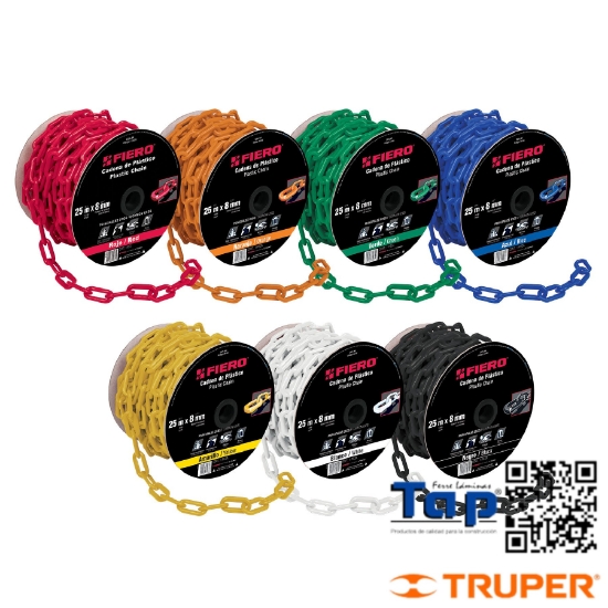 Imagen de CADENA 8 MM PCO BLANCA CARRETE 25 M X METRO
