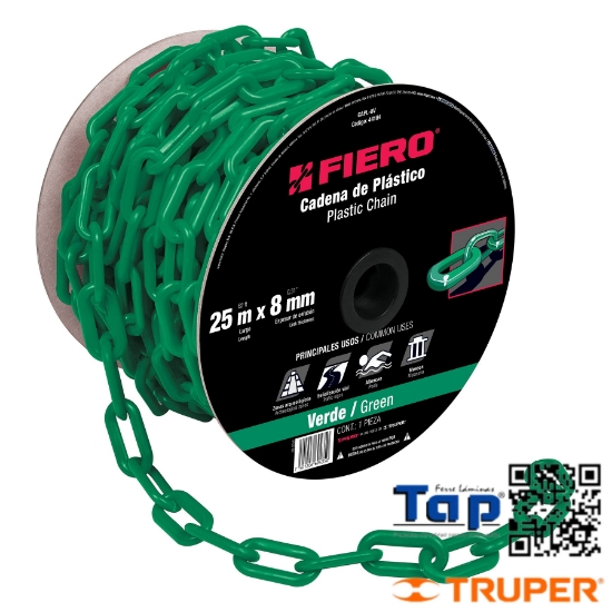 Imagen de CADENA 8 MM PCO VERDE CARRETE 25 M X METRO