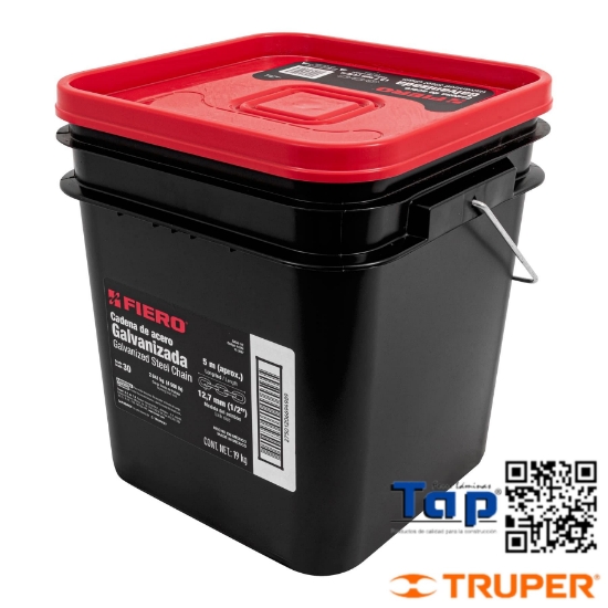 Imagen de CADENA GALVANIZADA 013 1/2"  5 M X METRO EN CUBETA FIERO