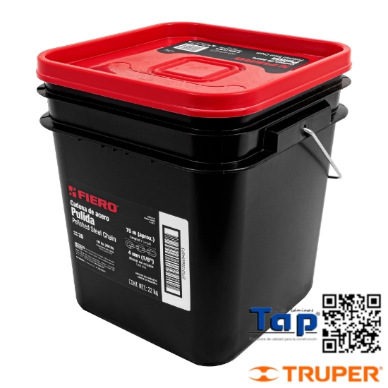 Imagen de CADENA PULIDA 003 1/8" 75 M X METRO EN CUBETA FIERO