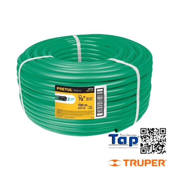 Imagen de MANGUERA 013 1/2" 2 CAPAS EN ROLLO 100 M X METRO PRETUL