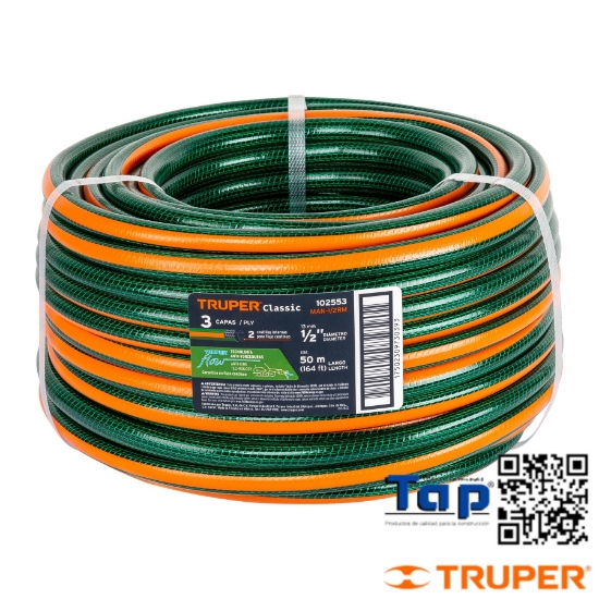 Imagen de MANGUERA 013 1/2" 3 CAPAS EN ROLLO  50 M X METRO TRUPER