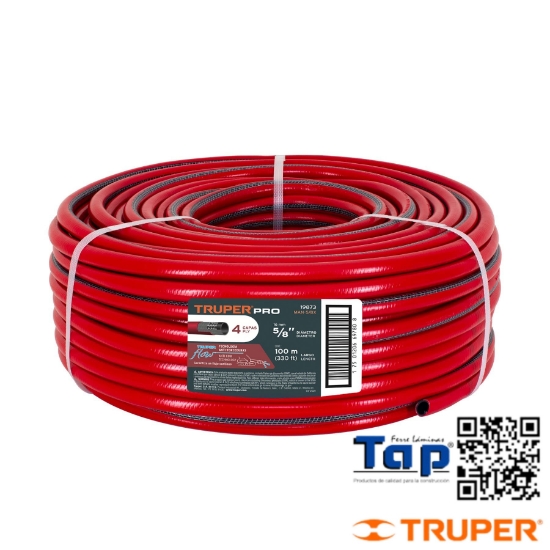 Imagen de MANGUERA 015 5/8" 4 CAPAS EN ROLLO 100 M X METRO TRUPER