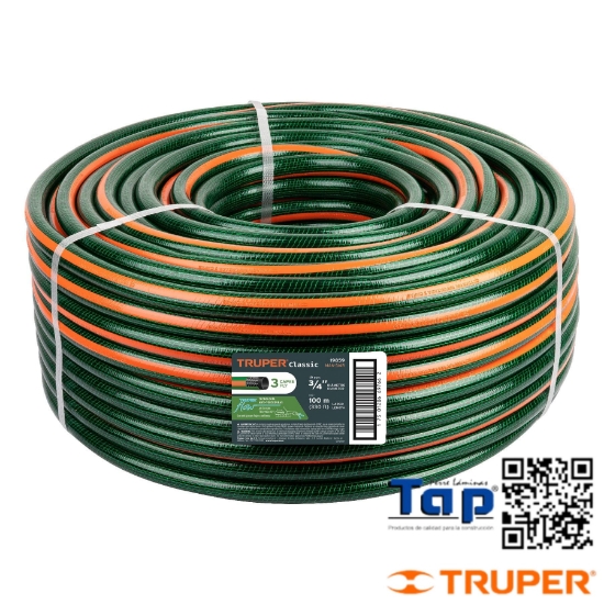 Imagen de MANGUERA 019 3/4" 3 CAPAS EN ROLLO 100 M X METRO TRUPER