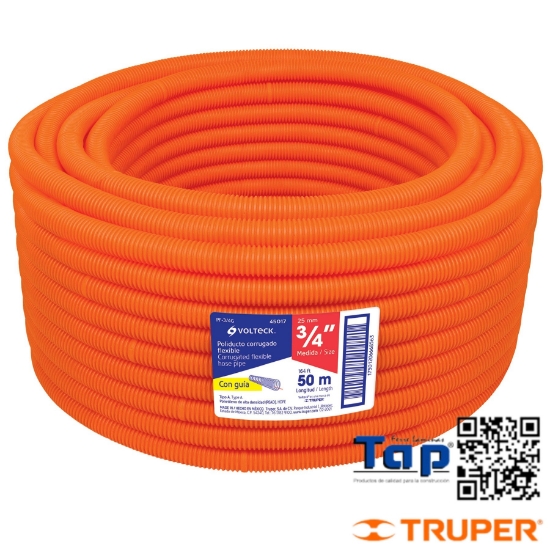 Imagen de POLIDUCTO 019 3/4" CORRUGADO FLEX. C GUIA ROLLO  50 M X METR