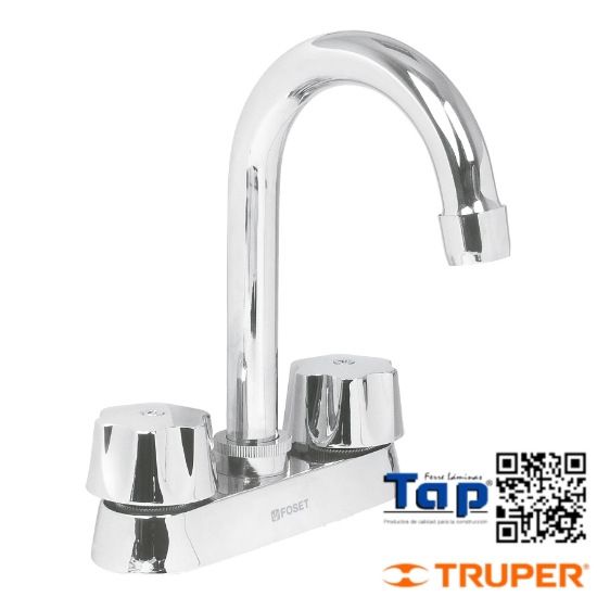 Imagen de MEZCLADORA 100 4" P LAVABO CUELLO BAR CARTUCHO COMPRESION