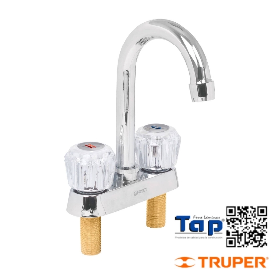 Imagen de MEZCLADORA 100 4" P LAVABO CUELLO BAR MANERAL ACRIL
