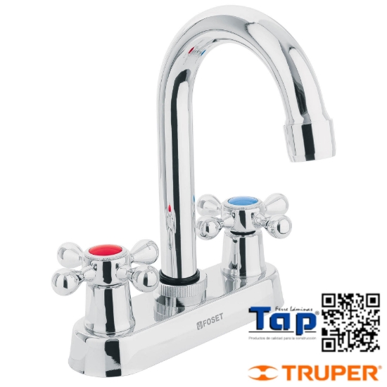 Imagen de MEZCLADORA 100 4" P LAVABO CUELLO BAR MANERAL CRUCETA