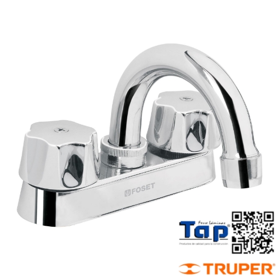 Imagen de MEZCLADORA 100 4" P LAVABO CUELLO CURVO CARTUCHO CERAMICO