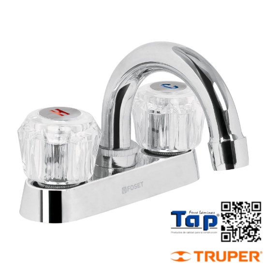Imagen de MEZCLADORA 100 4" P LAVABO CUELLO CURVO MANERAL ACRIL