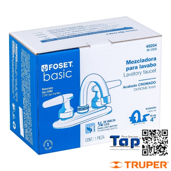 Imagen de MEZCLADORA 100 4" P LAVABO CUELLO CURVO MANERAL CONO
