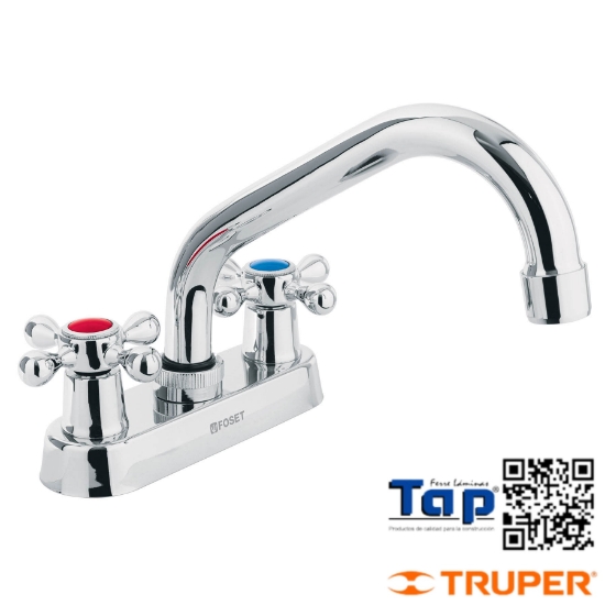 Imagen de MEZCLADORA 100 4" P LAVABO CUELLO TUBULAR MANERAL CRUCETA