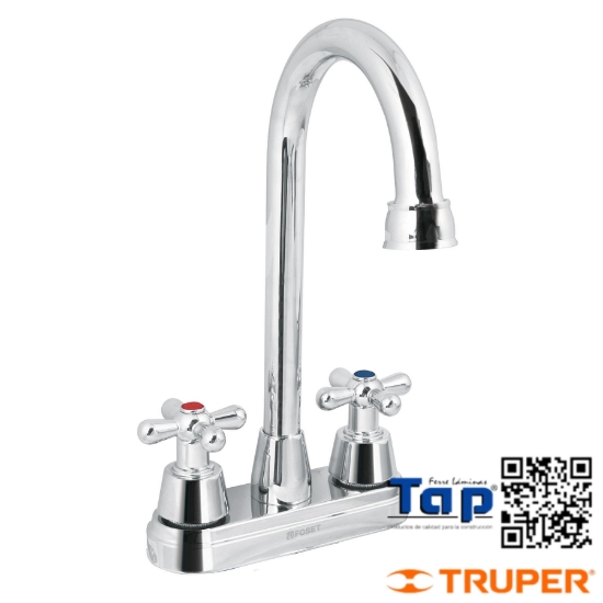 Imagen de MEZCLADORA CROMO 100 4" P LAVABO CUELLO BAR CRUCETA FOSET
