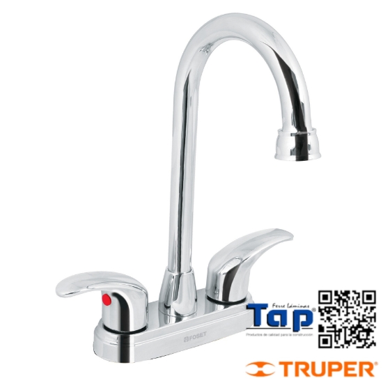 Imagen de MEZCLADORA CROMO 100 4" P LAVABO CUELLO T BAR FOSET