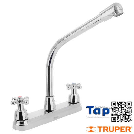 Imagen de MEZCLADORA INOX 200 8" P FREGADERO CUELLO COBRA CRUCETAFOSET