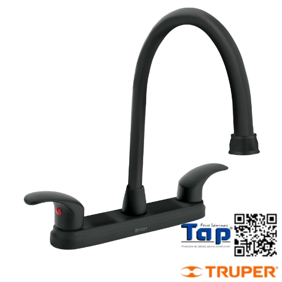 Imagen de MEZCLADORA NEGRO 200 8" P LAVABO CUELLO LARGO PALANCA,FOSET