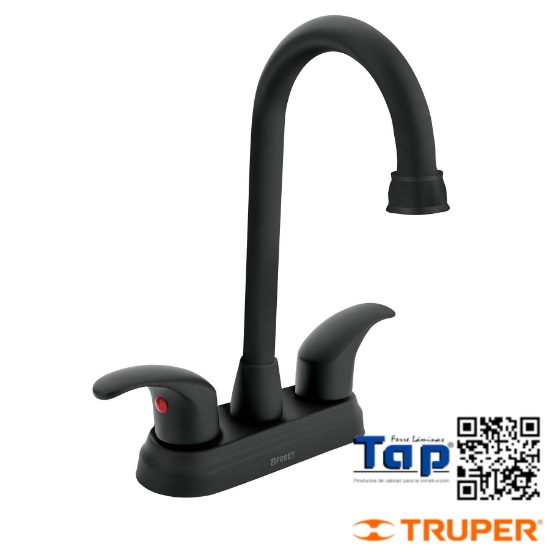 Imagen de MEZCLADORA NEGRO MATE100 4" P LAVABO T BAR PALANCA FOSET