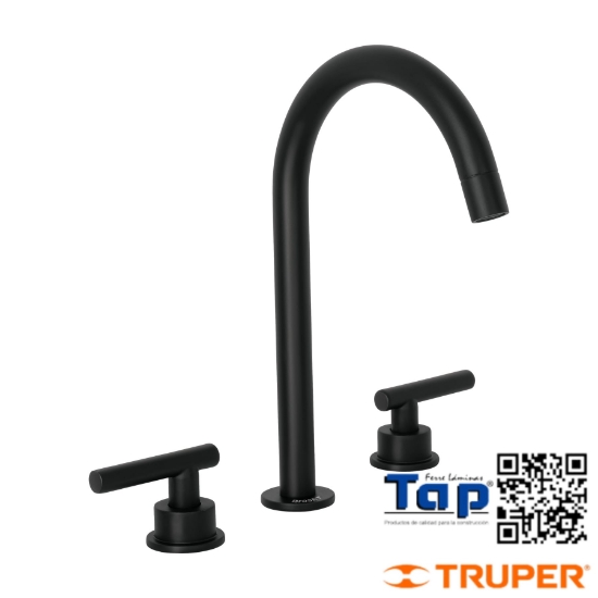 Imagen de MEZCLADORA P LAVABO,TALADROS SEPARADOS,PALANCA,NEGRO,TUBIG