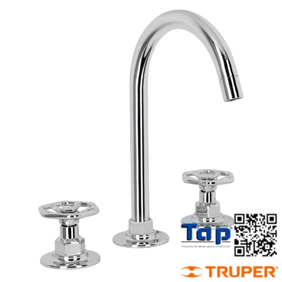 Imagen de MEZCLADORA P LAVABO,TALADROS SEPARADOS,REDONDOS,CROMO,TUBIG